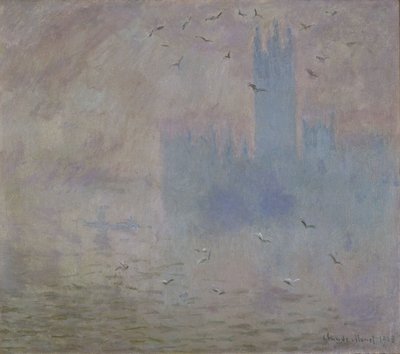 As Casas do Parlamento, gaivotas de Claude Monet