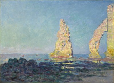 A agulha de Etretat, maré baixa; Aiguille d "Etretat, maree basse, 1883 de Claude Monet