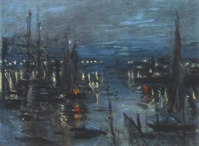 O porto de Le Havre, efeito noturno; O porto de Havre, efeito da noite, 1873 de Claude Monet