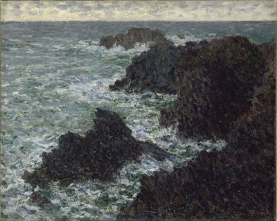 As rochas em Belle-Ile, a costa selvagem, 1886. de Claude Monet