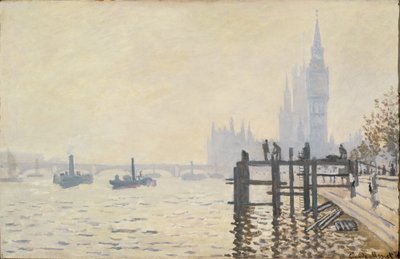 O Tamisa abaixo de Westminster ... (óleo sobre tela) de Claude Monet