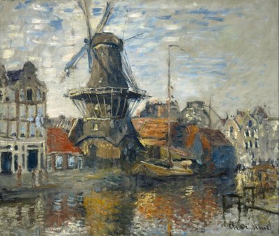 O Moinho do Canal Onbekende, Amesterdão de Claude Monet