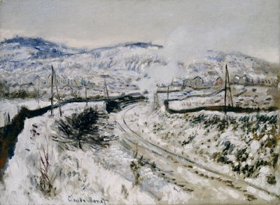 Treine na neve em Argenteuil de Claude Monet