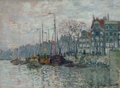 Vista do Prins Hendrikkade e do Kromme Waal em Amsterdã, 1874 de Claude Monet