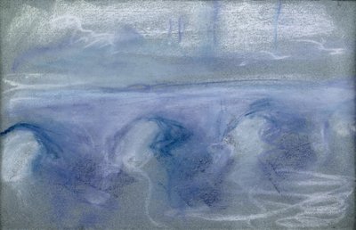 Ponte de Waterloo, c.1900 (pastel sobre papel) de Claude Monet
