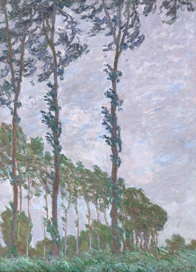 Efeito do vento, Série dos álamos, 1891 de Claude Monet