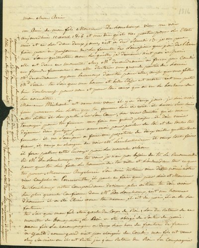 Carta a Antoine Saugrain de seu irmão, 1816 de Claude Saugrain