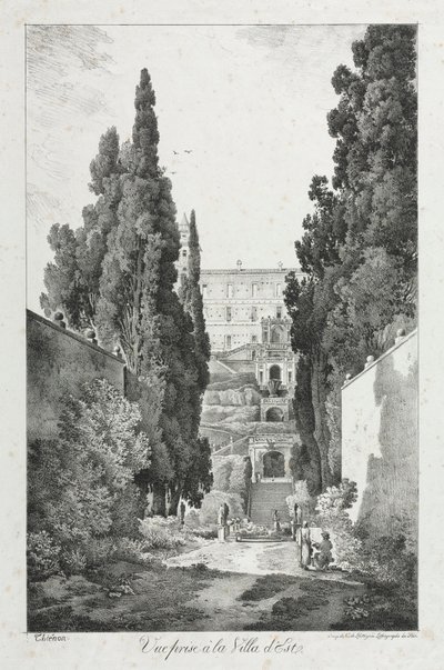 Vista na Villa dEste, Tivoli, 1817. de Claude Thienon