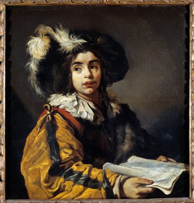 Le jeune cantor Painting de Claude Vignon (1593-1670) 17th century Sun. 0,95x0,9 m de Claude Vignon