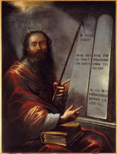 Moisés e as Távolas da Lei Pintura de Claude Vignon (1593-1670) Sol do século XVII. 1,29x0,9 m Rouen, Musee des Beaux Arts de Claude Vignon