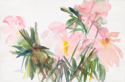 Peônias, 1987, (aquarela sobre papel) de Claudia Hutchins Puechavy
