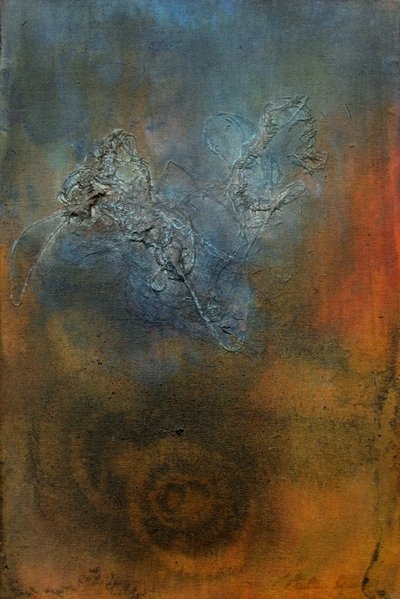 Redemoinho abstrato azul e laranja de Claudio Boczon