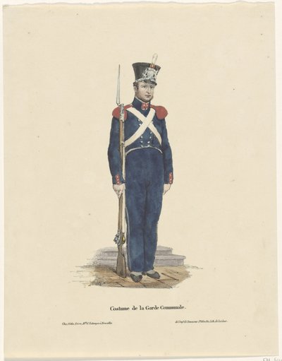 arqueiro belga, 1830 Costume de la Garde Communale (título no objeto) de Claudio Linati