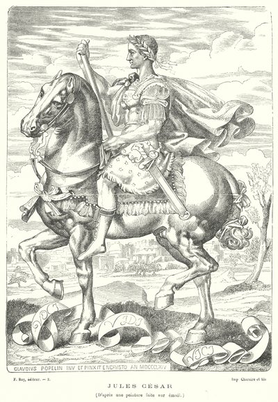 Júlio César, soldado e político romano (gravura) de Claudius Popelin