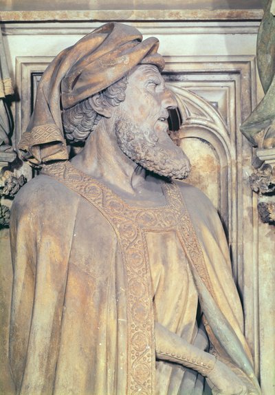 O Poço de Moisés, detalhe de Daniel do pedestal hexagonal, 1395-1404 pedra de Claus and Malouel, Jean Sluter