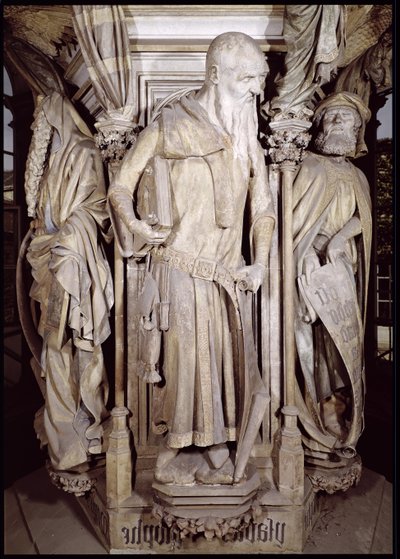 O Poço de Moisés, detalhe de Isaías do pedestal hexagonal, pedra 1395-1404 de Claus and Malouel, Jean Sluter