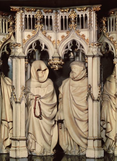 O túmulo de Filipe o Negrito (1342-1404) detalhe de duas carpideiras, da Igreja de Chartreuse em Champmol de Claus and Marville Jean de (d.1389) Sluter