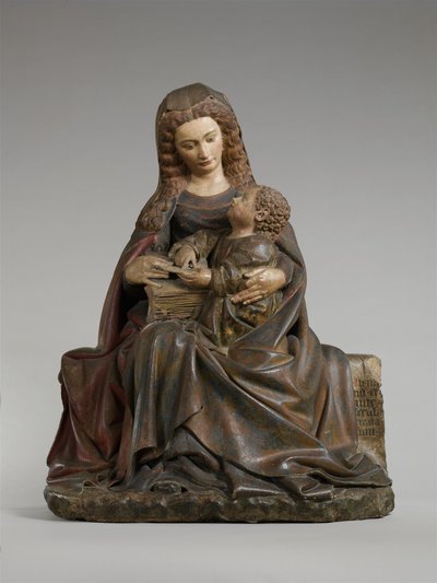 Virgem e Criança, c.1415-17 (calcário com tinta e douradura) de Claus de Werve