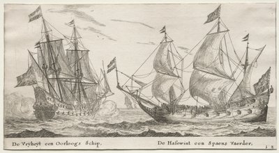Vários Navios e Vistas de Amsterdã (Verscheÿde Schepen en Gesichten van Amstelredam), Parte II: A Liberdade, um Man-of-War. O Wolf Hound, um navio espanhol de Clement de Jonghe