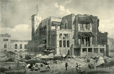 Vista frontal da residência, Lucknow, After the Relief, c1858, 1901. de Clifford Henry Mecham