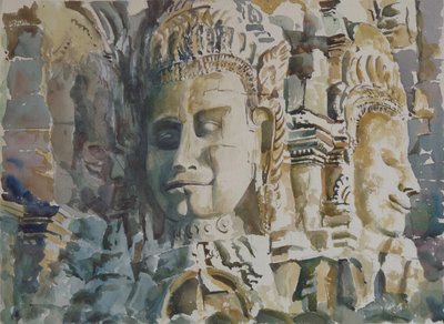 O Bayon: Amanhecer - Bondade amorosa e equanimidade, 2000 (aguarela) de Clive Wilson