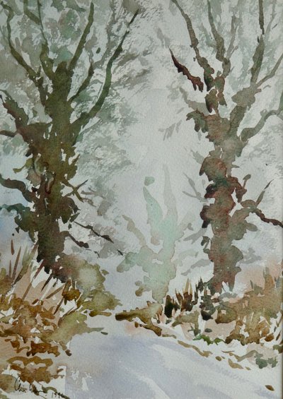 Os carvalhos - manhã de nevoeiro gelado de Clive Wilson