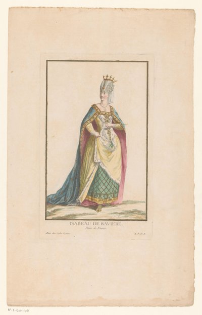 Retrato de Isabella da Baviera, Rainha da França Isabeau de Baviere Reine de France (título no objeto) de Clément Pierre Marillier
