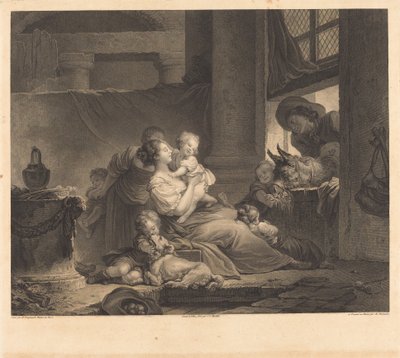 A família do agricultor de Clément Pierre Marillier and Antoine Louis Romanet after Jean Honoré Fragonard