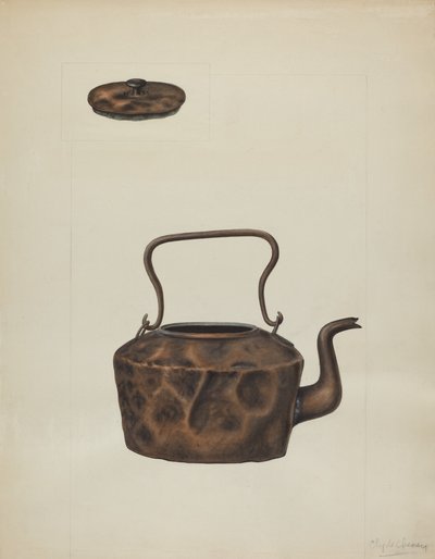 Chaleira de chá de cobre de Clyde L. Cheney
