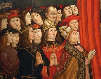 Detalhe da Madonna do Recomendado (tempera no painel) de Cola da and Roma Giovanni Anotnio da Orte