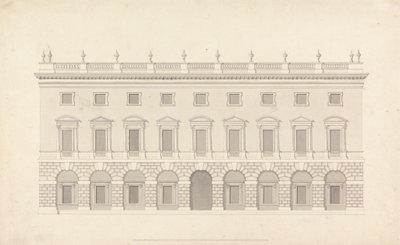 Casa da cidade não identificada: Elevação frontal de Colen Campbell