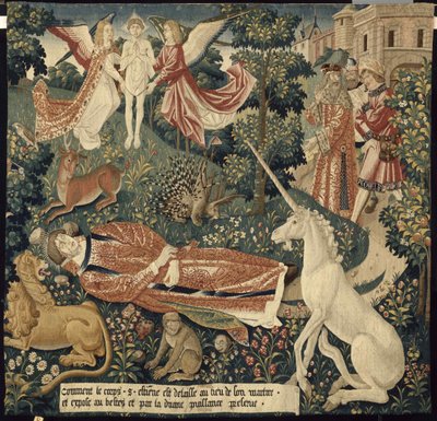 Unicórnio. De: O enforcamento de Santo Estêvão. Cena 8: O corpo do mártir exposto às bestas, c. 1500. de Colijn de Coter after