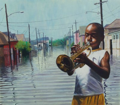 Boy With Horn, 2010 (óleo a bordo) de Colin Bootman