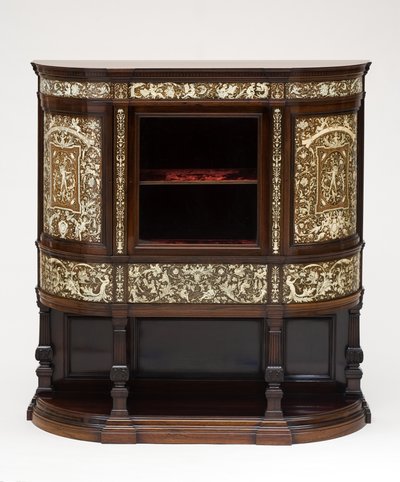 Display Cabinet, c.1890 (revestido de jacarandá com marfim, forro de veludo original) de Collinson and Lock