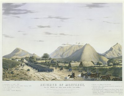 Alturas de Monterey, Da estrada de Saltillo voltada para a cidade, [do oeste] [Divisão de Worth posicionando-se sob as armas do inimigo, após a ação de "São Jerônimo", na manhã de 21 de setembro. 1846] ... [No. 2]. de Colonel Daniel (after) Whiting Powers