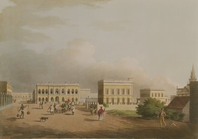 O Old Court House, Calcutá, placa 17 de vinte e quatro vistas no Hindostan, gravado por Harradon, pub. por Edward Orme (1774-c.1820) 1805 (aquatinta) de Colonel Francis Swain Ward