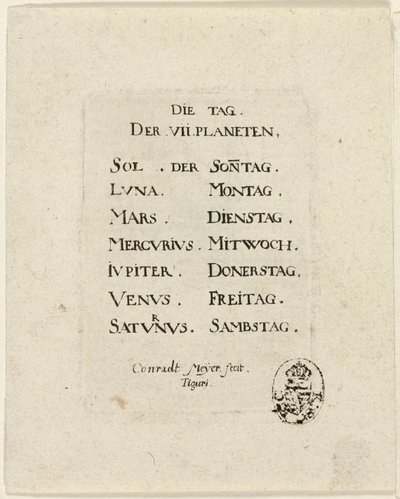 Página de título, de Der VII Planeten de Conrad Meyer