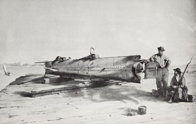 Submarino confederado, Hunley (litho) de Conrad Wise Chapman