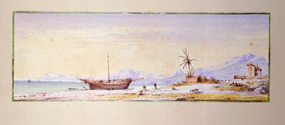 Praia de Bordighera, por Consalvo Carelli (1818-1900), Itália de Consalvo Carelli
