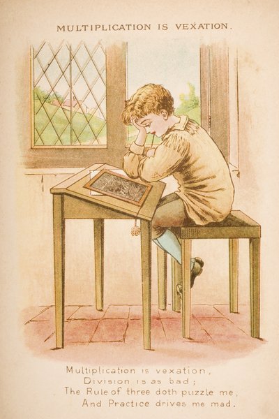 A multiplicação é Vexation, de Rimas e contos de Old Mother Goose, publicado por Frederick Warne und Co., c.1890s (chromolitho) de Constance Haslewood