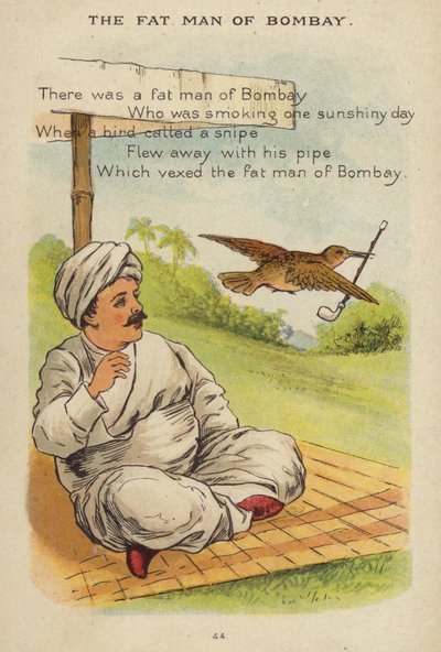 Rima de berçário: O Gordo de Bombaim (chromolitho) de Constance Haslewood