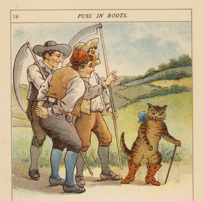 O Gato das Botas (litografia a cores) de Constance Haslewood