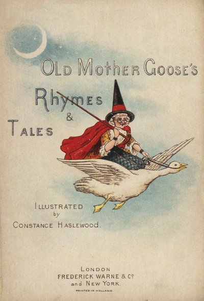 Ilustração da página de título de Rimas e Contos da Velha Mãe Ganso (chromolitho) de Constance Haslewood