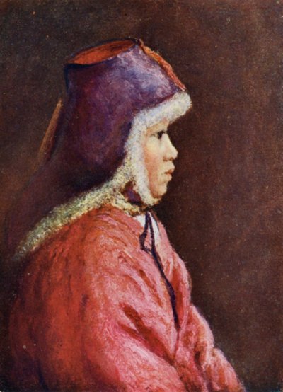 Uma garota coreana com vestido de inverno (lito colorido) de Constance J.D. Coulson