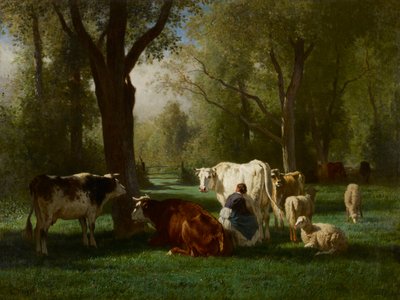Paisagem com gado e ovelhas de Constant Emile Troyon