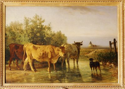 Rebanho a passar o gue ... de Constant Emile Troyon