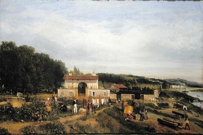 Entrada para a aldeia de Sevres, 1834 de Constant Emile Troyon