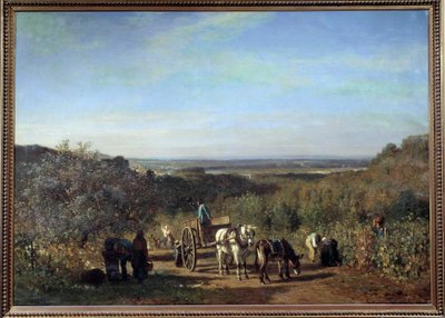 Colheita nas margens do Sena a Suresnes Pintura de Constant Troyon (1810-1865) Sol do século XIX. 0,97x1,39 m Paris, musee d