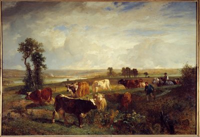 Vista das alturas de Suresnes (Hauts de Seine). Pintura de Constant Troyon (1810-1865) de Constant Emile Troyon