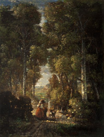Estrada da vila (a estrada da vila) c.1830-60 de Constant Emile Troyon